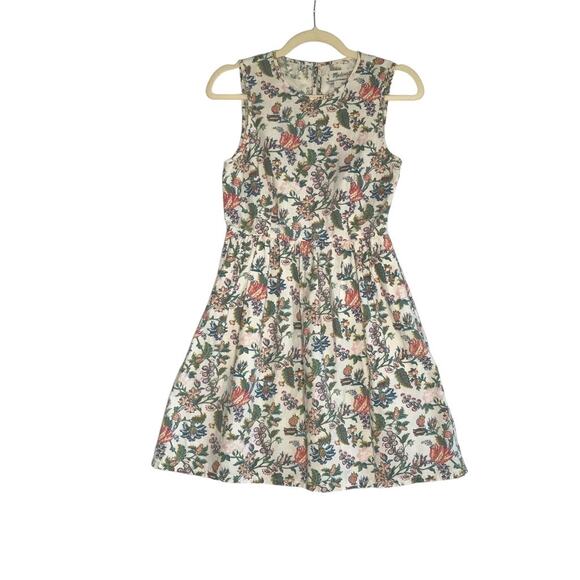 MADEWELL Garden Vine Sleeveless Cotton Dress Sz 0 Floral Fairy Cottage Preppy - Picture 3 of 14